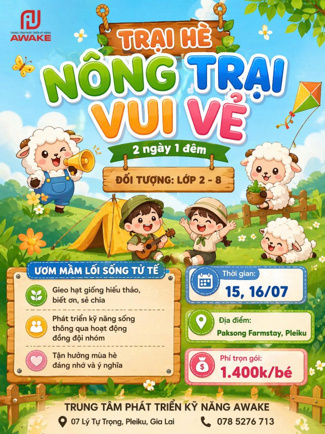 Thiết kế poster, banner chuyên nghiệp cho trung tâm kỹ năng sống AWAKE – hiện đại, thu hút, giúp phụ huynh tin tưởng ngay từ ánh nhìn đầu tiên!