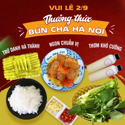 Quảng cáo facebook, quản trị fanpage cho lĩnh vực cửa hàng ăn uống - Bún Chả 555 Liên