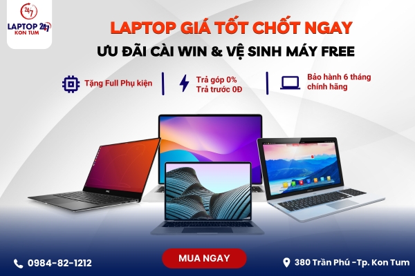 Quảng cáo facebook, quản trị fanpage cho lĩnh vực mua bán laptop - Laptop24/7 Kon Tum
