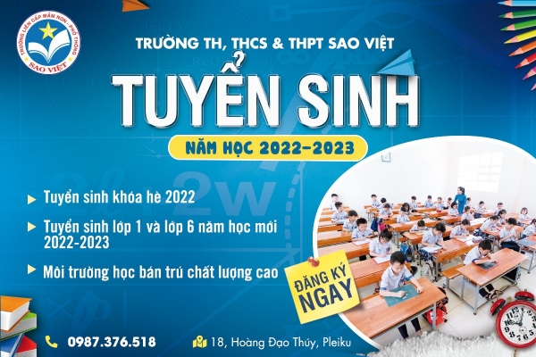 Thiết kế banner chuyên nghiệp  cho lĩnh vực trường học - Trường Th, Thcs & Thpt Sao Việt