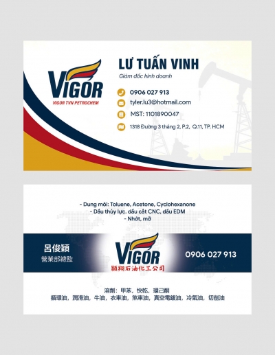Thiết kế name card chuyên nghiệp cho lĩnh vực cung cấp dầu nhớt và hóa chất công nghiệp - Công Ty Vigor TVN