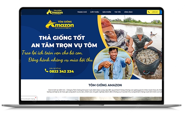 Thiết kế website cho lĩnh vực chuyên sản xuất Tôm Giống - Công ty TNHH MTV tôm giống Amazon