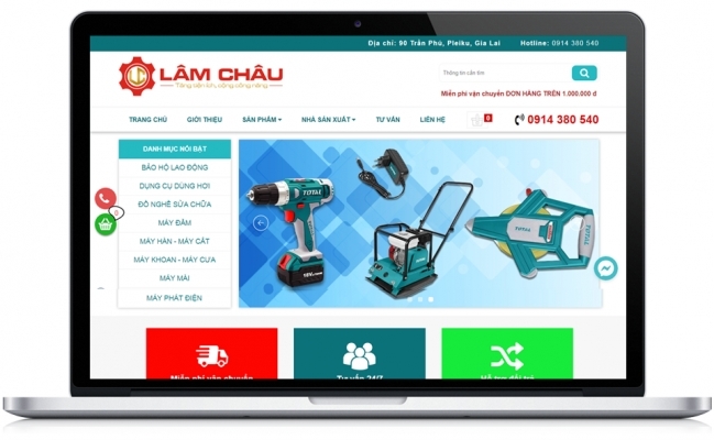 Thiết kế website  cho lĩnh vực cửa hàng  điện máy - Điện Máy Kim Khí Lâm Châu