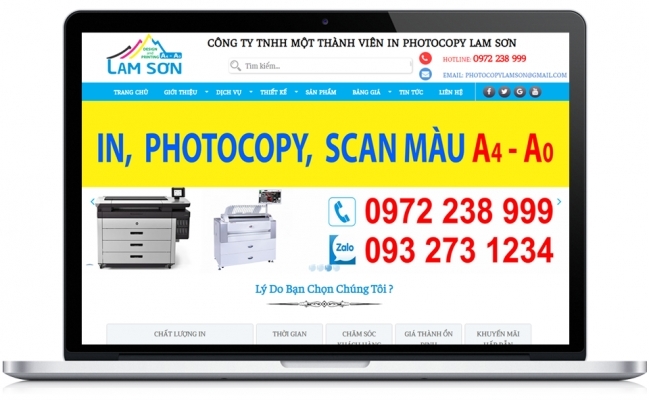 Thiết kế website cho lĩnh vực photo, in ấn - Cứa hàng photocopy Lam Sơn