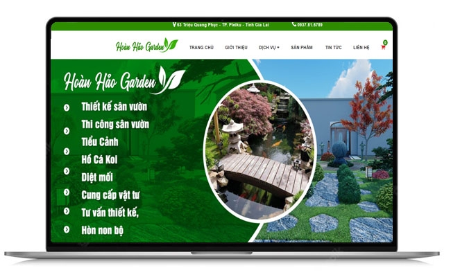 Thiết kế website cho lĩnh vực  thiết kế thi công cảnh quan sân vườn - Hoàn Hảo Garden
