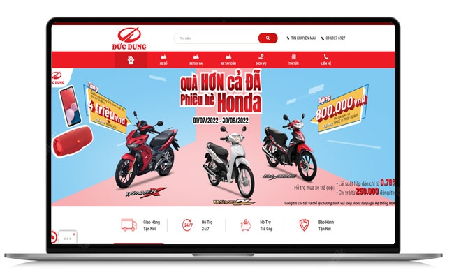Thiết kế website cho lĩnh vực xe máy - Công Ty Tnhh Đức Dung